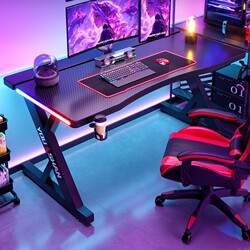 Solid Wood Computer Desk for Bedroom, Home Use, Titanium Spear S3 Gaming Desk and Chair Set, Desktop Study Desk, Gaming Room Table