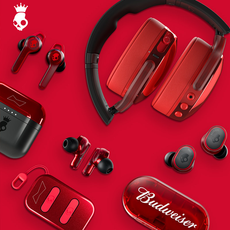 Skullcandy Budweiser True Wireless Earbuds - Heavy Bass, IPX5