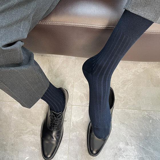 
Men's black business socks formal stockings spring and summer pure cotton deodorant suit leather shoes high-top trendy suit socks for men