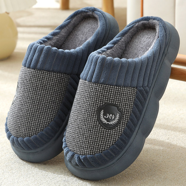 Cotton slippers for men, large size, household, plush, thick-soled, non-slip, new fashion shoes, autumn and winter women's slippers