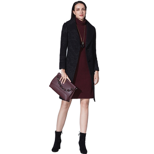 
[Wool 45%] Liangnuo black large lapel coat women's mid-length high-end temperament woolen coat LD18422A