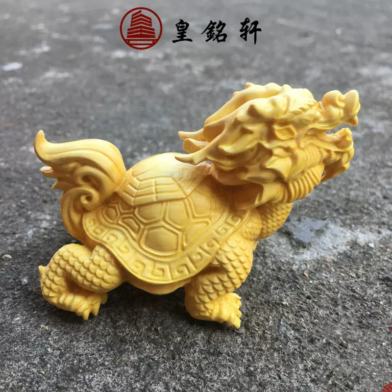 典藏*黄楊木手彫*龍龜】置物 賞物 珍藏 極上品-