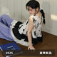 Wide color v-neck ink printing spliced ​​earrings polka dot suspender vest women's 25 summer new sleeveless top long