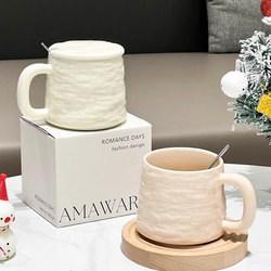 Ceramic Mug for Home Use, High-Value Birthday Gift for Girls, Couples, Office Coffee Cup with Lid and Spoon, Gift Box Set