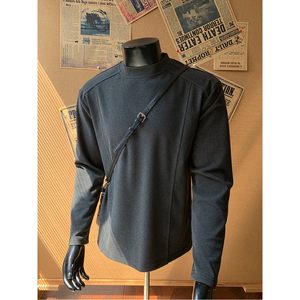 
Warm inner wear minimalist style round neck bottoming shirt top men's heavy deconstructed line German velvet loose long-sleeved T-shirt