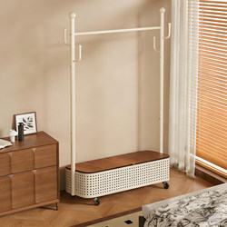 Floor-Standing Coat Rack for Bedroom, Household Movable Clothes Rack, Indoor Clothes Drying Rack, Simple Clothes Storage Rack for Room