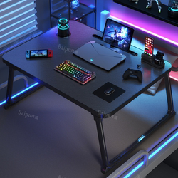 E-Sports Style Small Bed Table, Carbon Fiber Bed Computer Desk, Large Laptop Stand, Desk, E-Sports Style Student Dormitory Reading Table, Foldable Study Table, Bedroom Bay Window Table