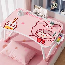 Foldable Bed Table for Children, Cartoon Study Table, Student Dormitory Upper Bunk Computer Desk, Writing Desk, Homework Desk, Reading Stand, Lazy Laptop Stand, Home Bedroom Bay Window Table Board