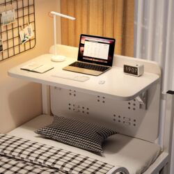 Small Bed Table for Dormitory, Side Desk for College Students' Dormitory Bunk Beds, Laptop Table, Bed Study Desk, Foldable Bed Table, Hanging Small Table Board for Eating and Reading