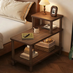 Small Bedside Table, Double-Layer Sofa Side Table, Bedroom Side Cabinet, Movable Small Tea Table, Bedside Storage Rack, Simple Balcony Tea Table, Living Room Storage Rack, Vintage Style