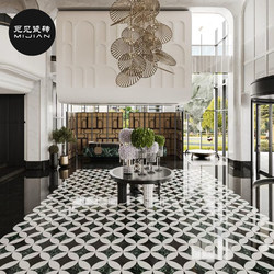 Nordic Glossy All-Ceramic Black and White Tiles 600X600 Hotel Guesthouse Restaurant Clothing Store Tiles Cafe Floor Tiles