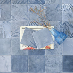 French Retro Style Blue Gradient Mottled Ink Pattern Tiles B&B Bathroom Kitchen Balcony Bathroom Wall Tiles