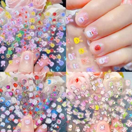 1080 stickers cute luminous children's nail stickers princess little girl nail art stickers cartoon mini waterproof