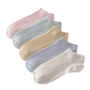 
Socks for women's short socks spring and summer thin Zhuji double needle comfortable black white gray summer versatile candy color socks pure cotton women