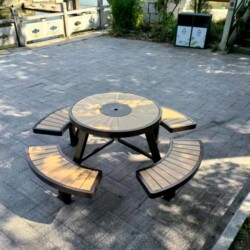 Outdoor Leisure Patio Table Set, Plastic Wood Combination, Community Table Set, Outdoor Park Waterproof and Sun-Resistant Table Set, Community Table