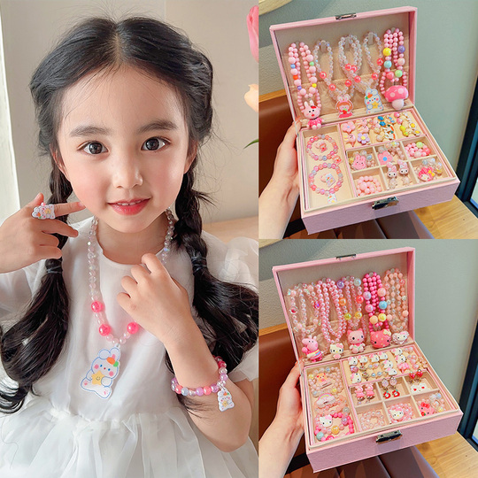 キャンディリボンネックレス ブレスレット リング ミント 3点セット Allmini 子供用ジュエリーセット - 女の子のためのプリンセス