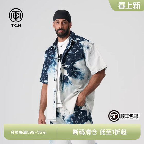 
TCH fashion brand spring and autumn new hot diamond fashion versatile denim shirt for men and women T72B138010
