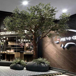 Large Floor-Standing Solid Wood Simulated Olive Tree Wishing Tree Indoor and Outdoor Decoration Fake Tree Scandinavian Style Large Simulated Green Plant