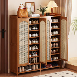 Shoe Cabinet for Home Entrance, Multi-Layer Hallway Dust-Proof New Model 2025 Hot-Selling Integrated Wall-Mounted Bamboo Storage Shoe Rack