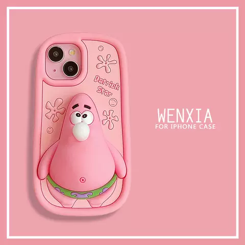 Pink 3D SpongeBob Cartoon POPPIT Bubbles Stress Reliever Cute Girls Phone Cases Covers  iPhone 15, iPhone 14, iPhone 13