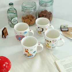 ins Cartoon Cute Household Ceramic Children's Mug Couple Cup Milk Coffee Cup Student Dormitory Office