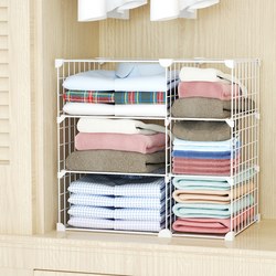 Room Wardrobe Grid Shelf Layered Partition Cross-Shaped Clothing Organizer Storage Magic Space-Saving Clothes Rack