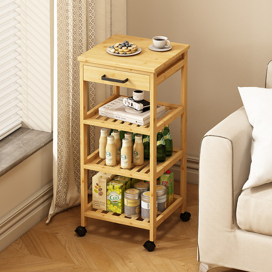 Coffee table, living room household trolley multi-functional shelf movable sofa edge non-solid wood shelf new dining car