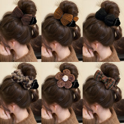 Autumn and Winter Bow-Knot Bun Hair Clip for Women, High-End 2026 New Style Hairpin, Back of the Head Shark Clip Hair Accessory