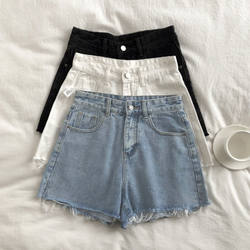 Women's Denim Shorts 2025 Summer New Style Frayed Ripped High-Waisted Pants Slimming Wide-Leg A-Line Super Hot Pants ins