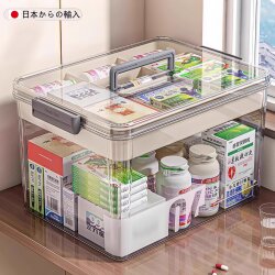 Japanese Multi-Layer Large-Capacity Transparent Household Medicine Box for Emergency Medical Supplies Portable Medical Storage Small Medicine Box