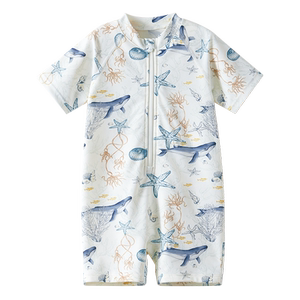 
Manxi children's one-piece swimsuit boys and girls summer short-sleeved boxer shorts baby swimsuit sun protection anti-chlorine quick drying