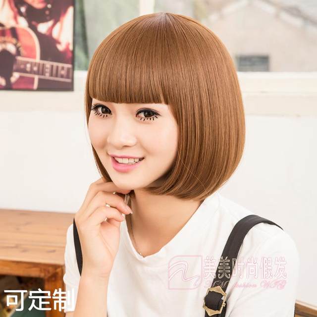 Wigs female short hair Student head BOBO head Bobo head mushroom head Korean face -faced wig
