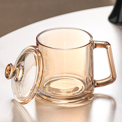 Heat-Resistant Glass Cup for Home Use, Tea Cup with Handle and Lid, Drinking Cup, Office Coffee Cup, Thickened