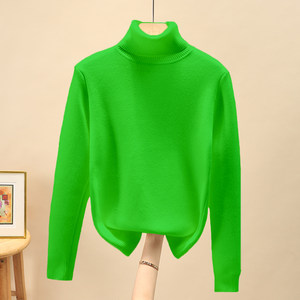 Avocado turtleneck versatile sweater for women design and fashionable inner knitted base shirt for women top yellow thread for women
