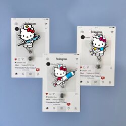Hello Kitty Cute Retractable Badge Reel for Doctors, Nurses, Students, Id Card, Cartoon Badge Holder