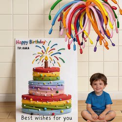 Children's Party Decorations Dopamine Birthday Cake 3D Pattern Kt Board Birthday Decorations Colorful Banner Hanging Cloth