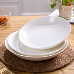 Jingdezhen Pure White Bone China Plates, Household Deep Plates, 6/ 8inch Ceramic Rice Plates, Underglaze Color Tableware