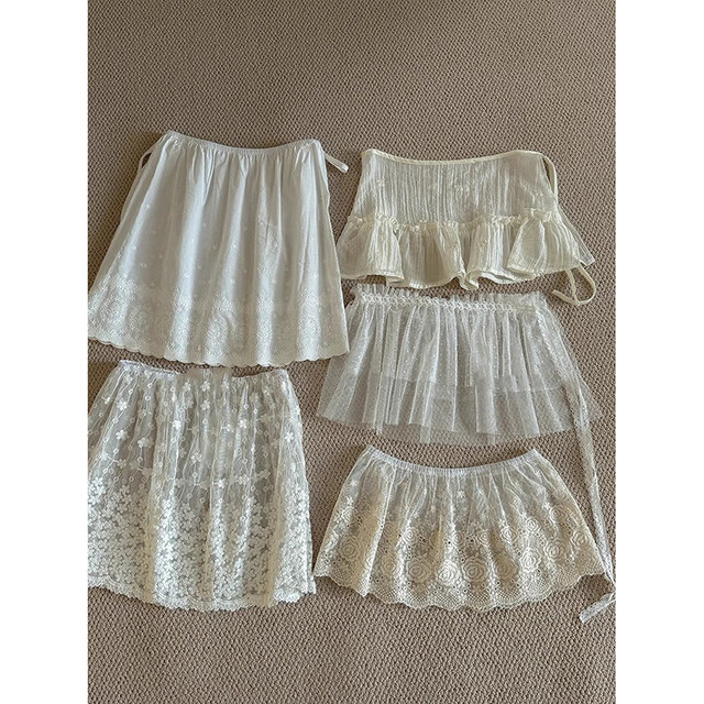 Lace butt curtain for women in autumn and winter 2025 spring new product layered dress with skirt curtains fashionable white lace skirt