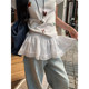 Homemade ~ Puffy little butt curtain white mesh butt curtain layered short skirt for women one-piece lace-up skirt