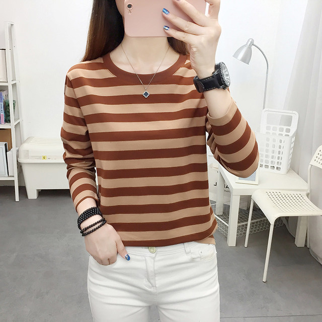 TAVIMART  -  Rainbow Striped Long-Sleeved T-Shirt Harajuku Casual T-Shirt Lace-Up Women Street Clothes Slim Top Club Clothes Sweet Tide