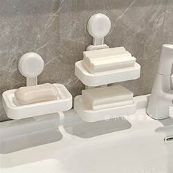 Simple white soap dish without punching on the wall