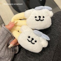 Cute Cartoon Plush Cinnamon Dog Hair Clip for Women, Large Size, Sweet Side Bangs Bb Clip, Sponge Hairpin Hair Accessory for Autumn and Winter
