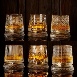 Crystal Macallan Spinning Tumbler Whiskey Glass Brandy Beer Glass Trendy Liquor Cup