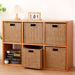 Grid Cabinet Storage Box, Foldable Woven Storage Basket for Home Use, Clothes, Toys, Snacks, Rattan Storage Box, Storage Container