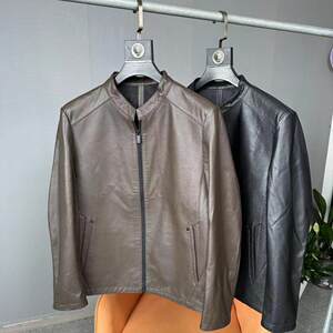 
Cabinet 1998! Cowhide leather jacket autumn men's temperament small stand collar handsome jacket American retro casual jacket trendy