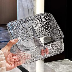 Light Luxury Cosmetics Storage Box, Transparent Desktop Vanity Organizer for Lipstick and Skincare Products, Large Capacity Multi-Compartment Storage Rack