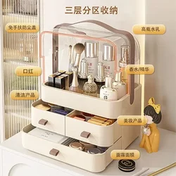 Cosmetic Storage Box Dormitory Desktop Dust-Proof Organizer Dressing Table Skin Care Product Storage Rack with Lid Makeup Box