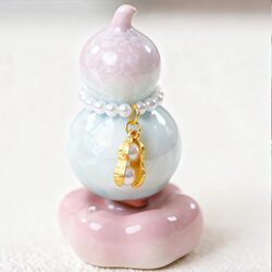 Jingdezhen Crystal Glazed Ceramic Spinning Gourd Small Handicraft Car Ornament Ceramic Car Decoration Tea Pet