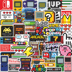 50 Nintendo Game Switch-Themed Nostalgic Stickers for Luggage, Creative Waterproof Phone Case, Travel Case Stickers