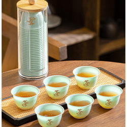 High-End Emerald Green Disposable Kung Fu Tea Cup, Thickened and Anti-Scalding, Small Tea Cup for Business Guests, Tea Tasting Cup, Tea Set